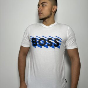 CAMISETA H BLANCO FONDO LINEA AZUL BOSS NEGRO