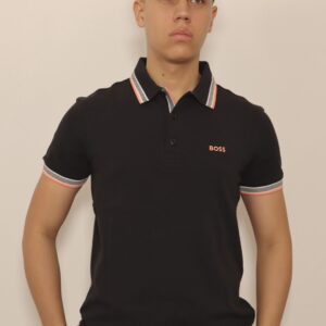POLO H NEGRO BOSS NARANJA